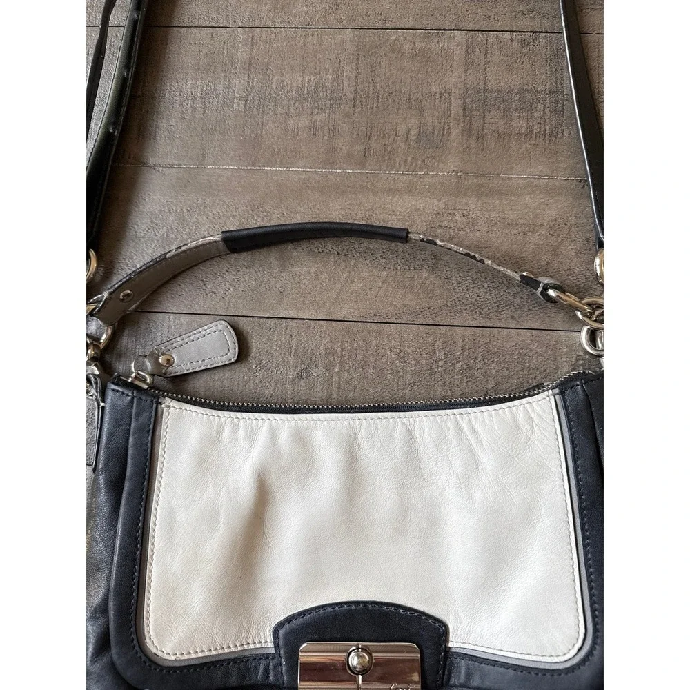 Coach B1393-F23084 Kristin Spectator Hobo Black White Convertible Y2K - Picture 4 of 10